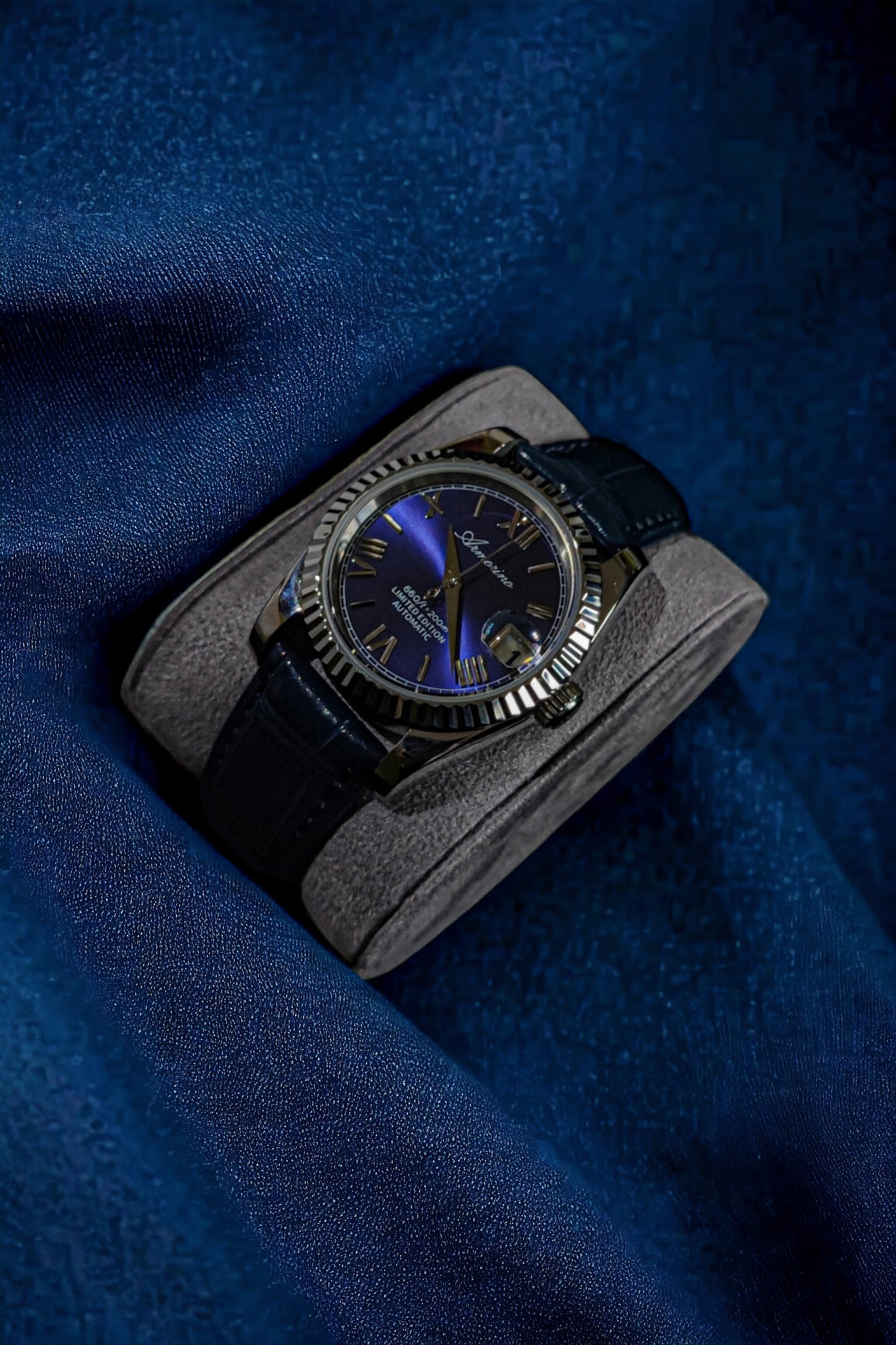 Armorino New Era – Blue Edition Reloj Automático Plata con Dial Azul y Correa de Acero y Cuero Azul